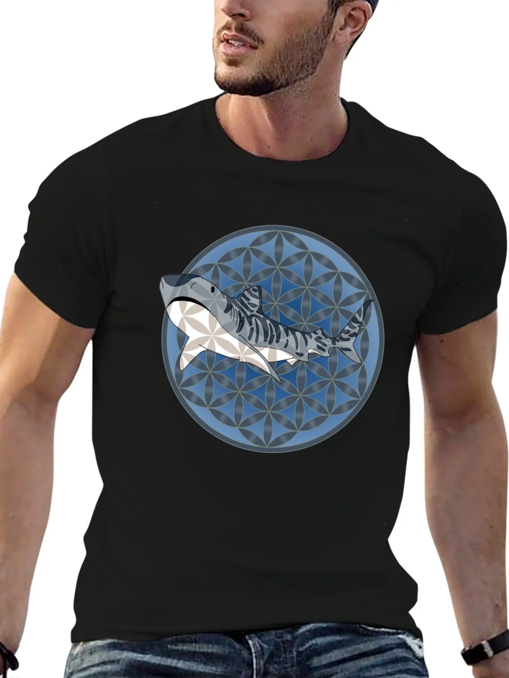 Shark Pattern Graphic T-Shirt - Stylish Mens Tee product image 6