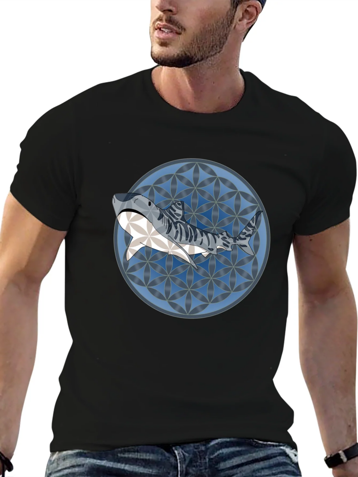 Shark Pattern Graphic T-Shirt - Stylish Mens Tee product image 6