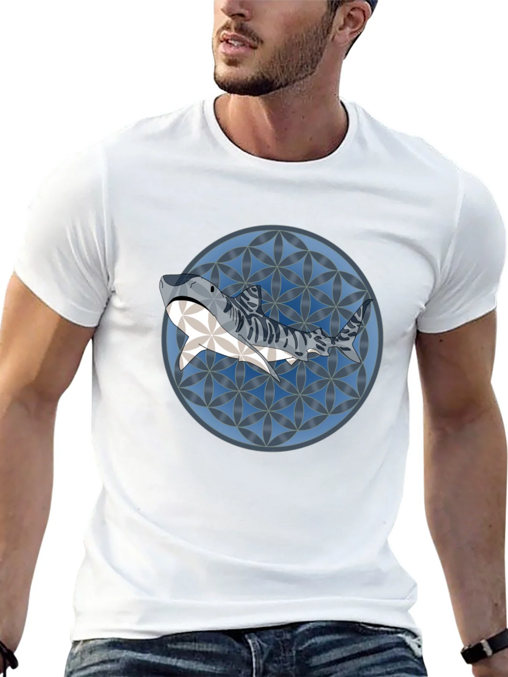 Shark Pattern Graphic T-Shirt - Stylish Mens Tee product image 12