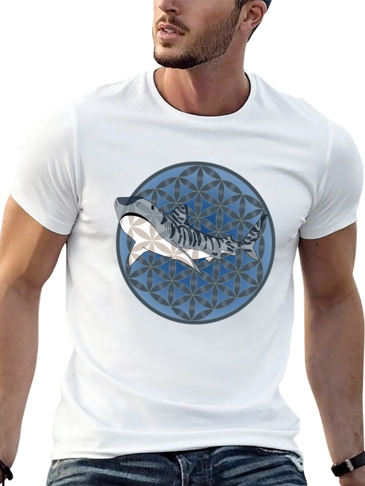 Shark Pattern Graphic T-Shirt - Stylish Mens Tee product image 12