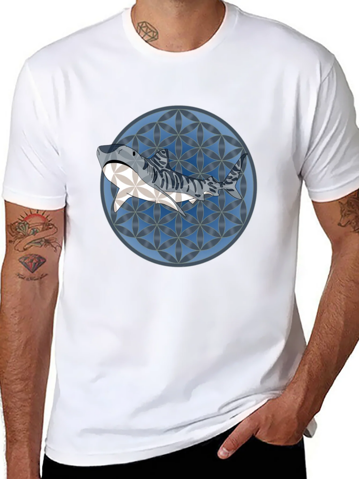 Shark Pattern Graphic T-Shirt - Stylish Mens Tee product image 7