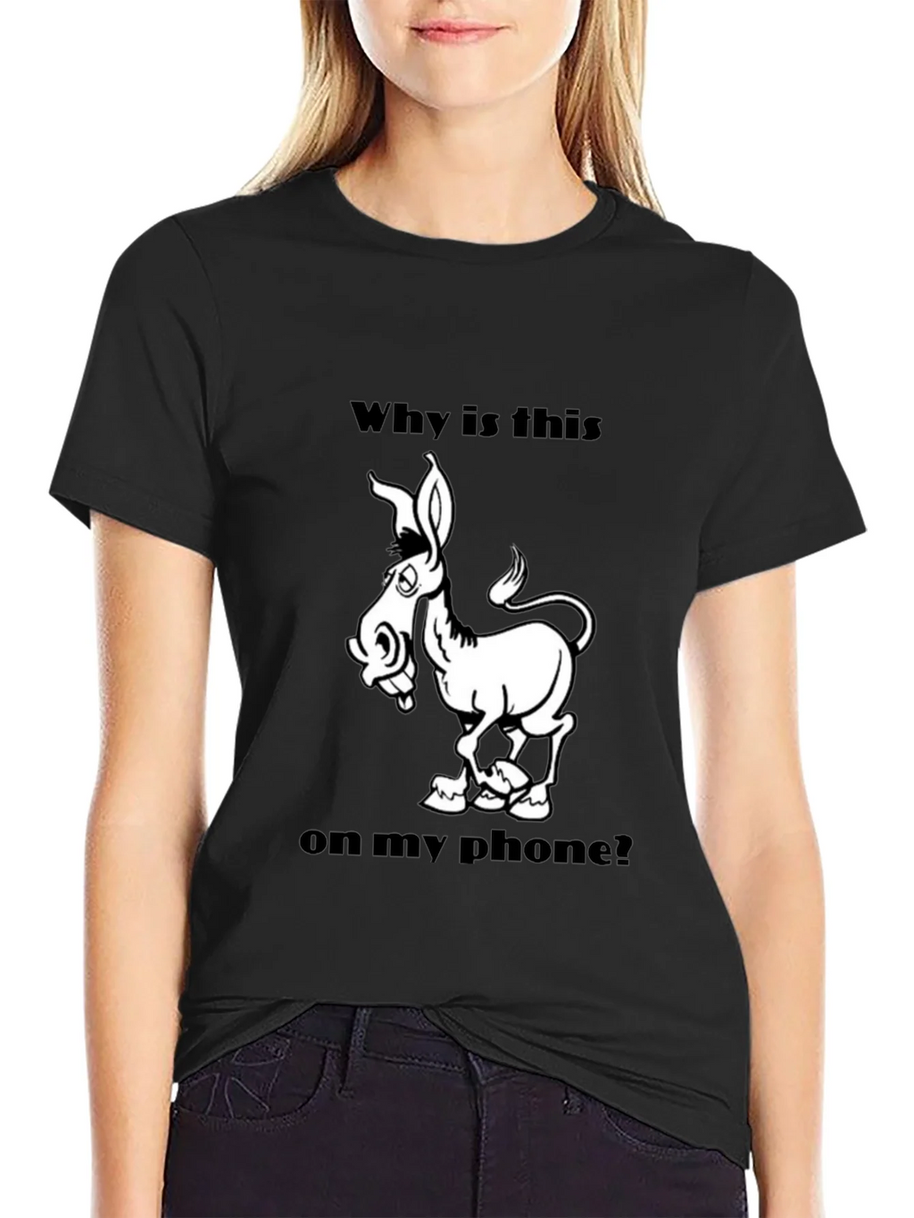 Funny Donkey Graphic T-Shirt - Why is this on my phone? product image 2