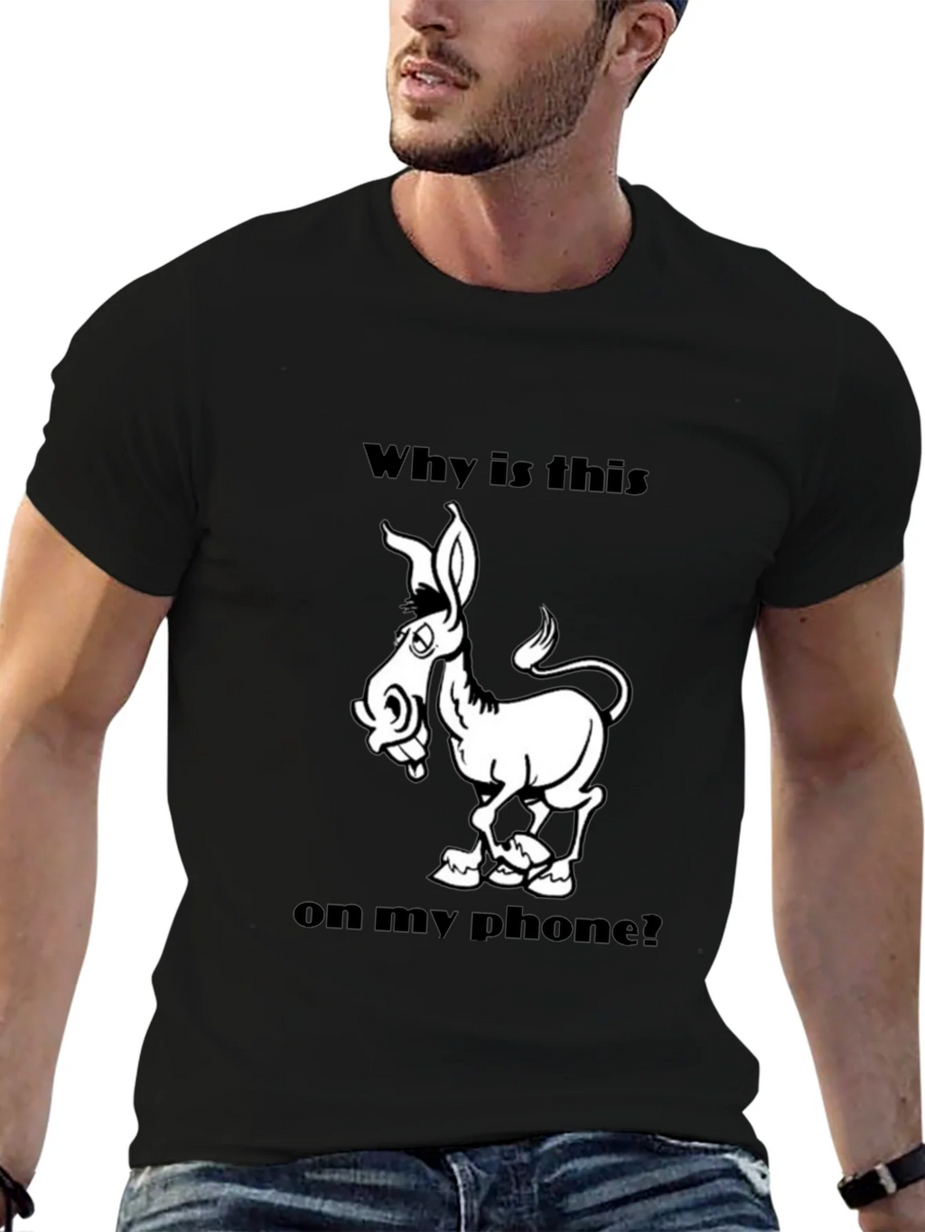 Funny Donkey Graphic T-Shirt - Why is this on my phone? product image 6