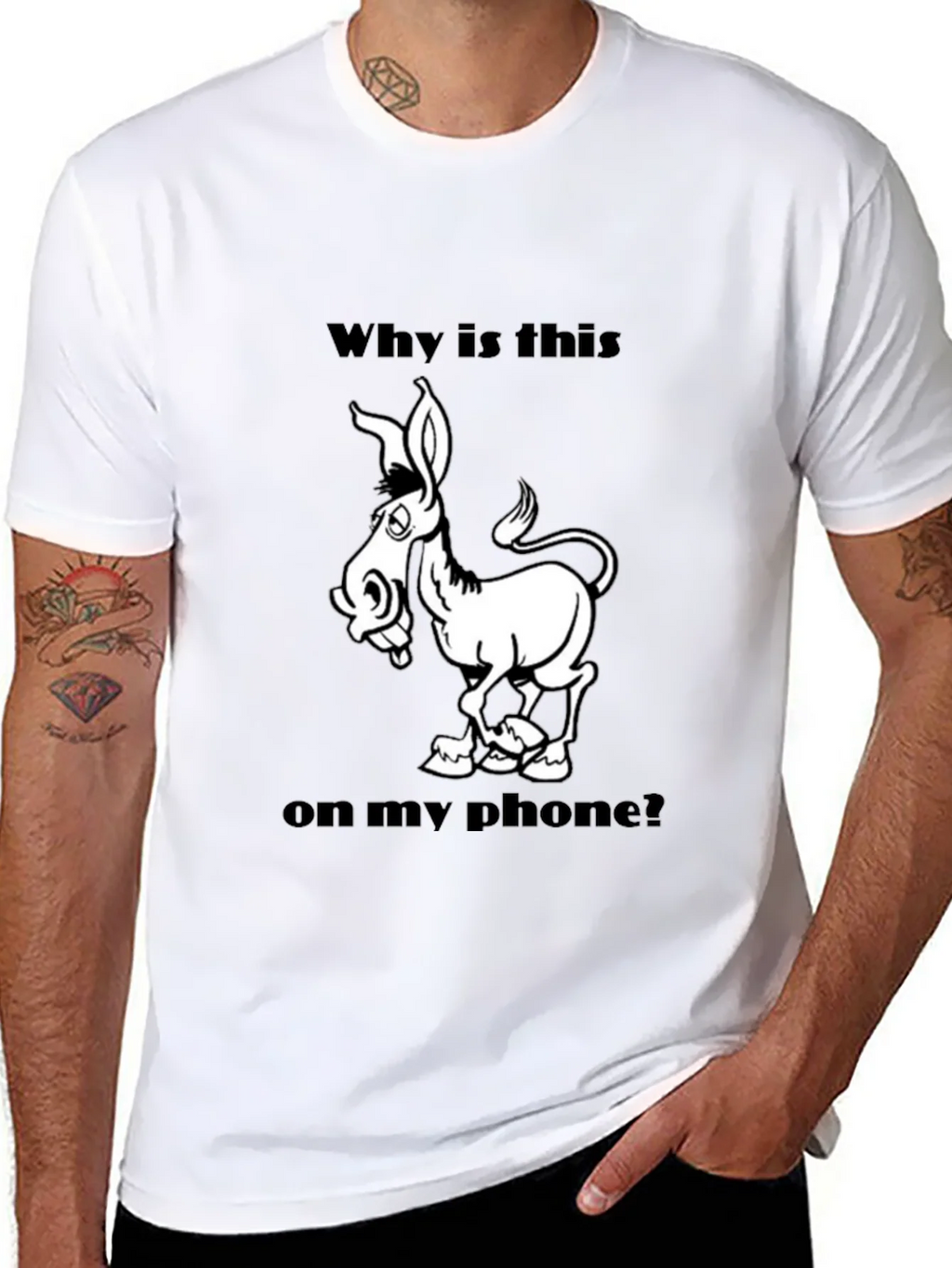 Funny Donkey Graphic T-Shirt - Why is this on my phone? product image 7