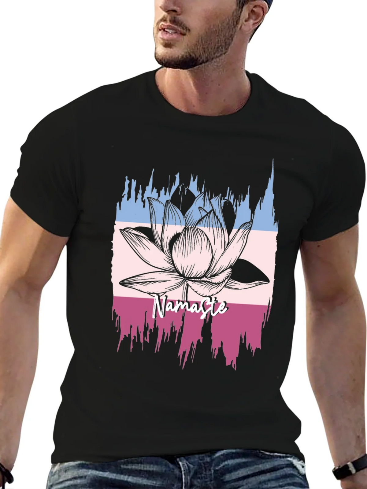 Namaste Lotus Graphic T-Shirt - Black product image 5