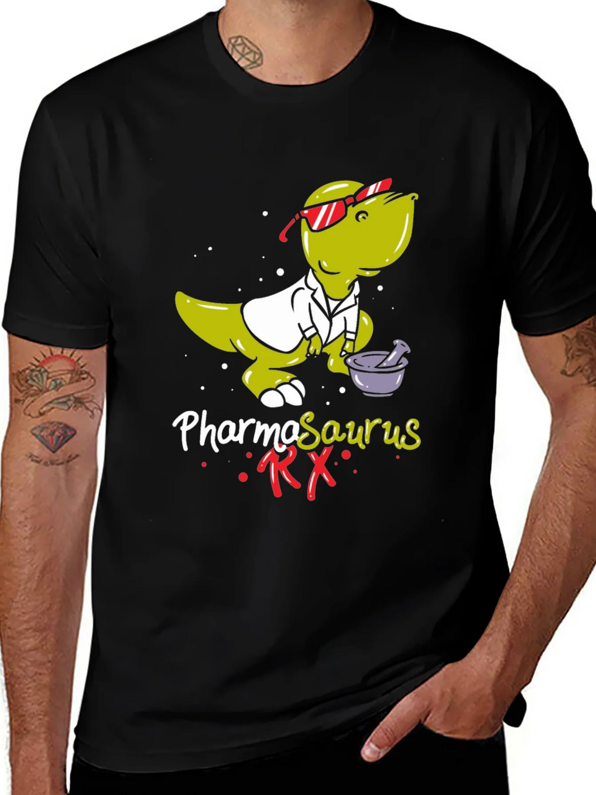 Pharmasaurus RX T-Shirt - Funny Pharmacist Dinosaur Tee product image 1