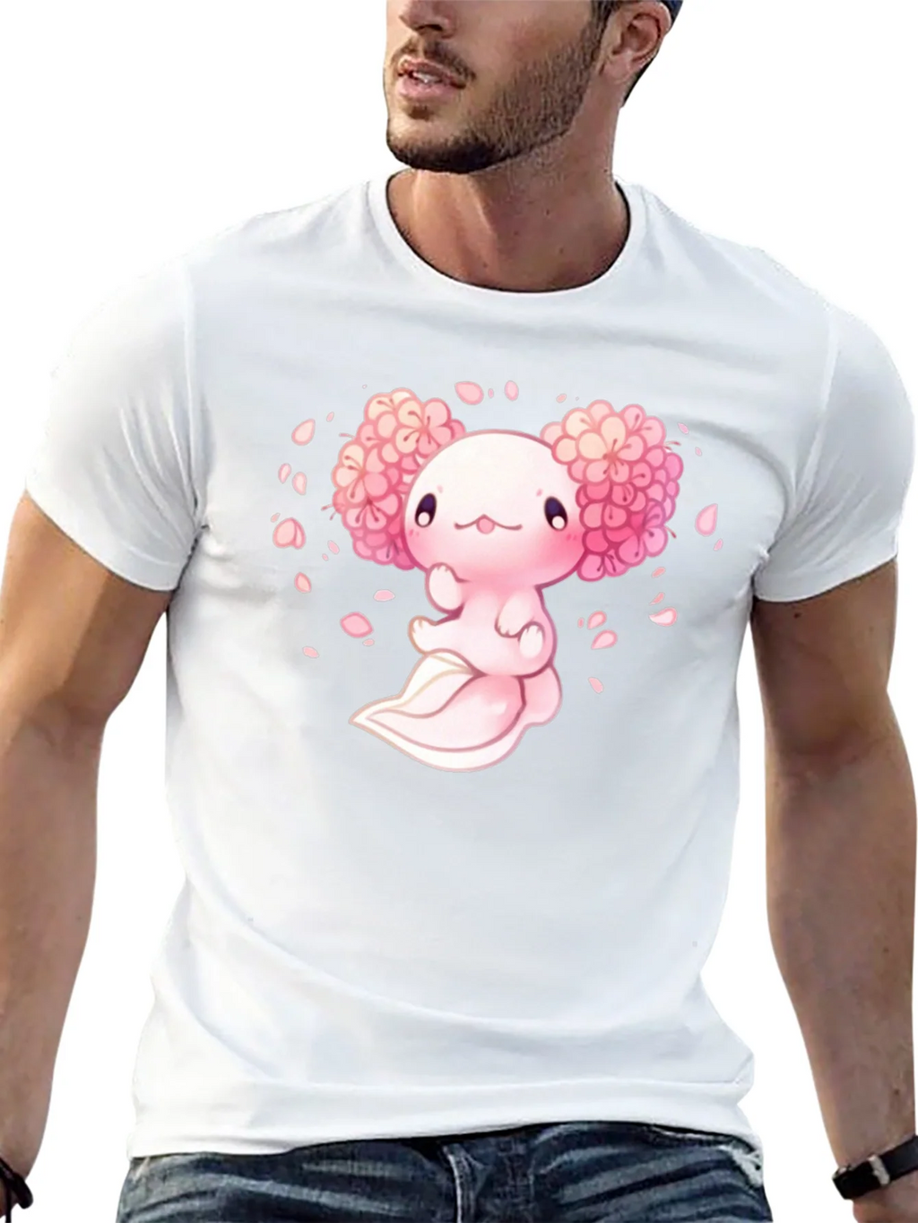 Axolotl Sakura Black T-Shirt product image 12