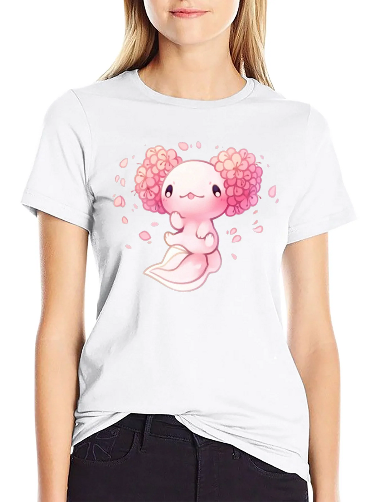 Axolotl Sakura Black T-Shirt product image 8