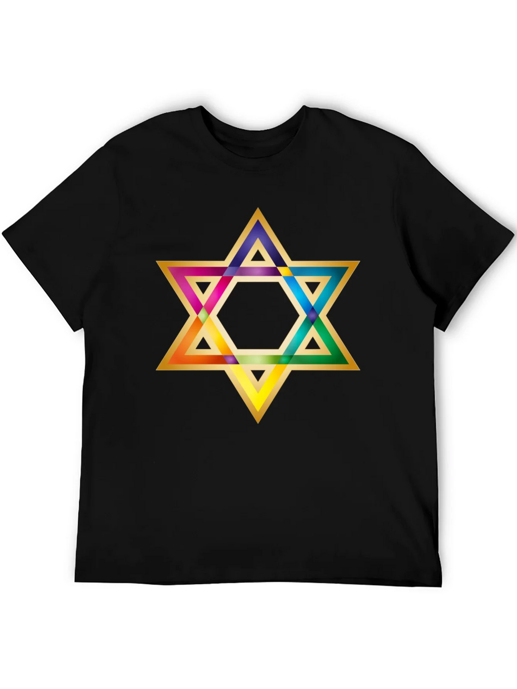 Rainbow Star of David Black T-Shirt product image 4