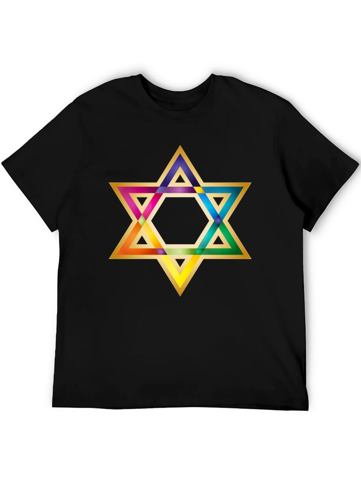 Rainbow Star of David Black T-Shirt product image 4