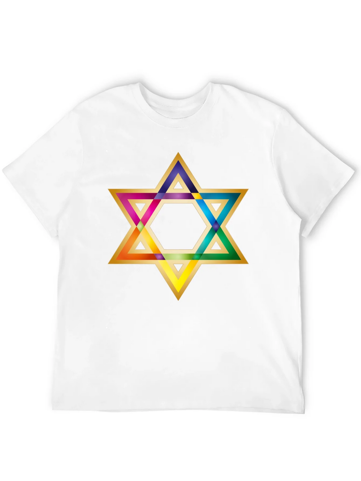 Rainbow Star of David Black T-Shirt product image 8