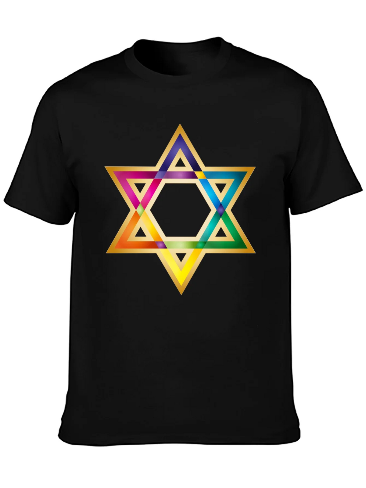 Rainbow Star of David Black T-Shirt product image 2