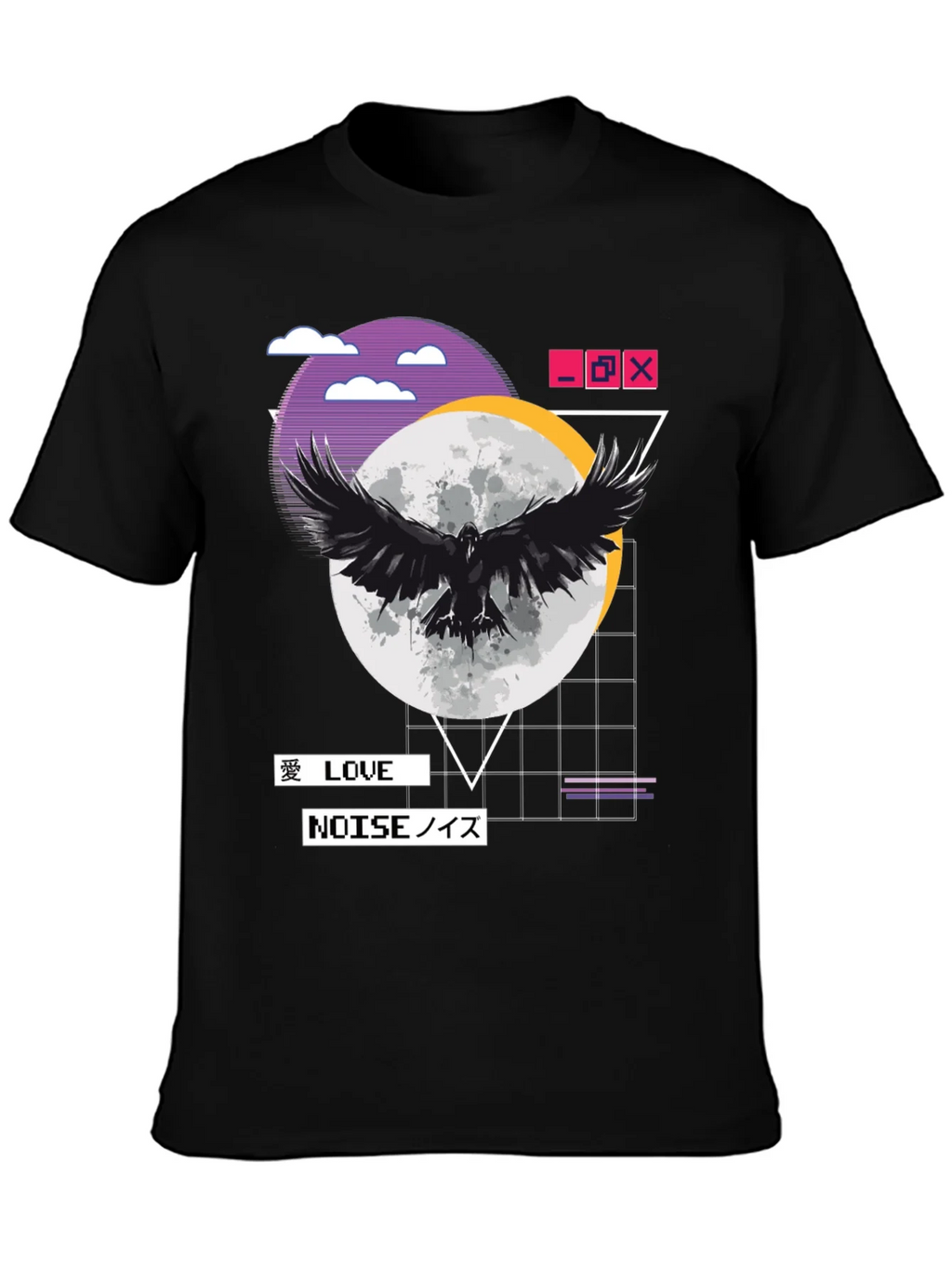 Raven Moon Black T-Shirt - Love & Noise Vaporwave Aesthetic product image 3