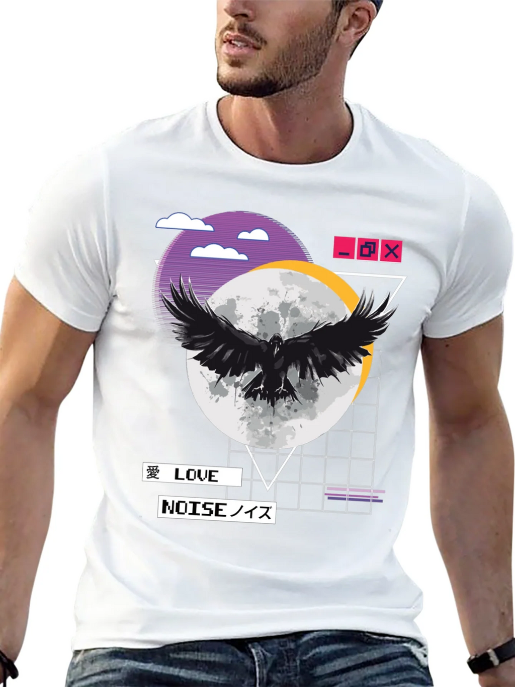Raven Moon Black T-Shirt - Love & Noise Vaporwave Aesthetic product image 12