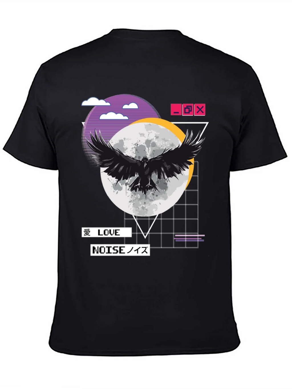 Raven Moon Black T-Shirt - Love & Noise Vaporwave Aesthetic product image 4