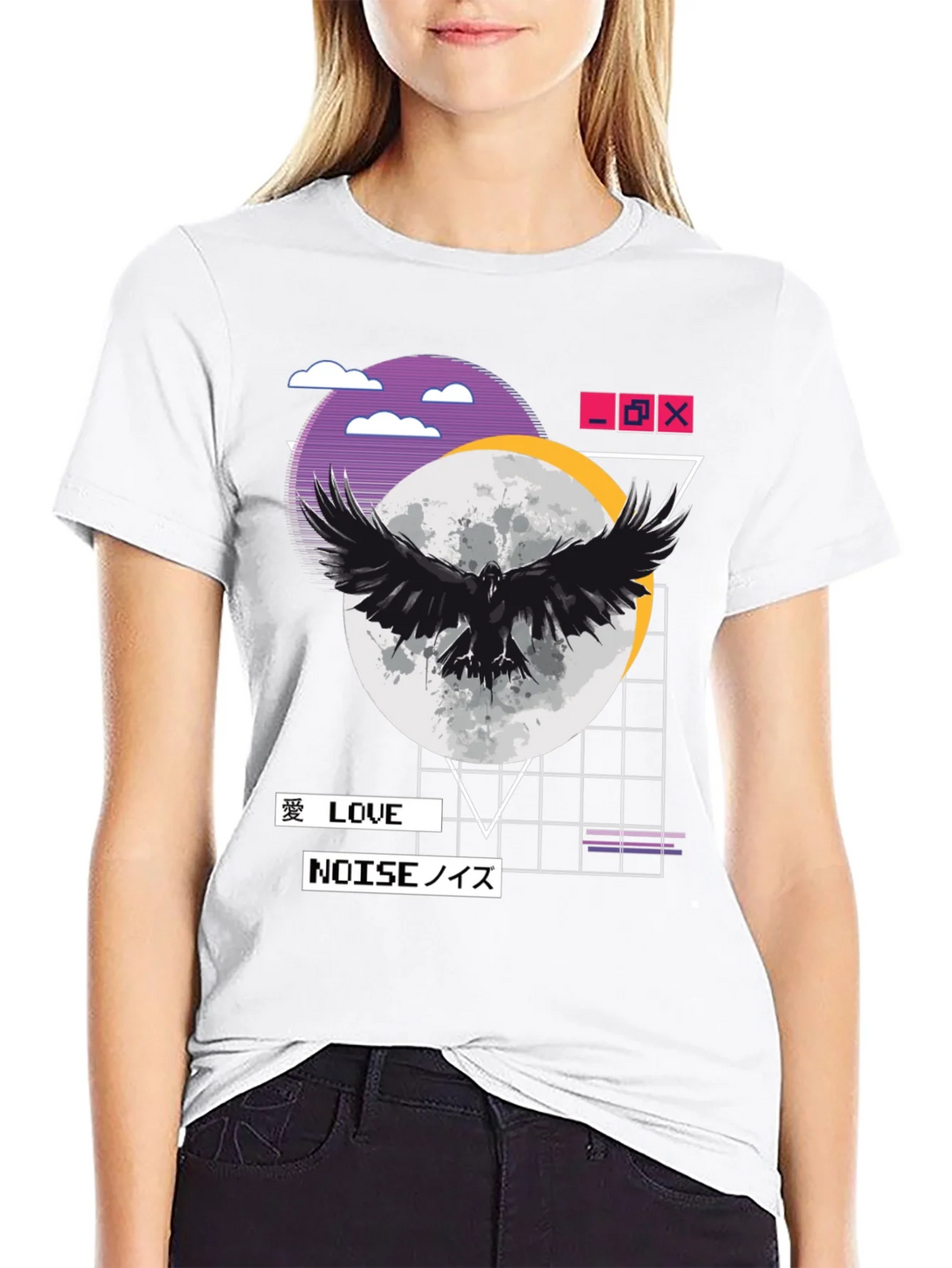 Raven Moon Black T-Shirt - Love & Noise Vaporwave Aesthetic product image 8