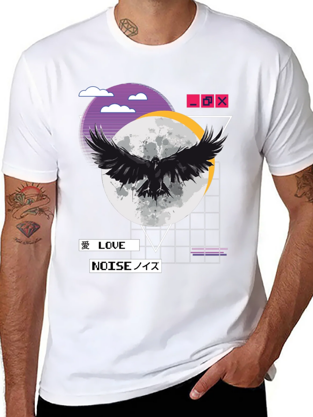 Raven Moon Black T-Shirt - Love & Noise Vaporwave Aesthetic product image 7