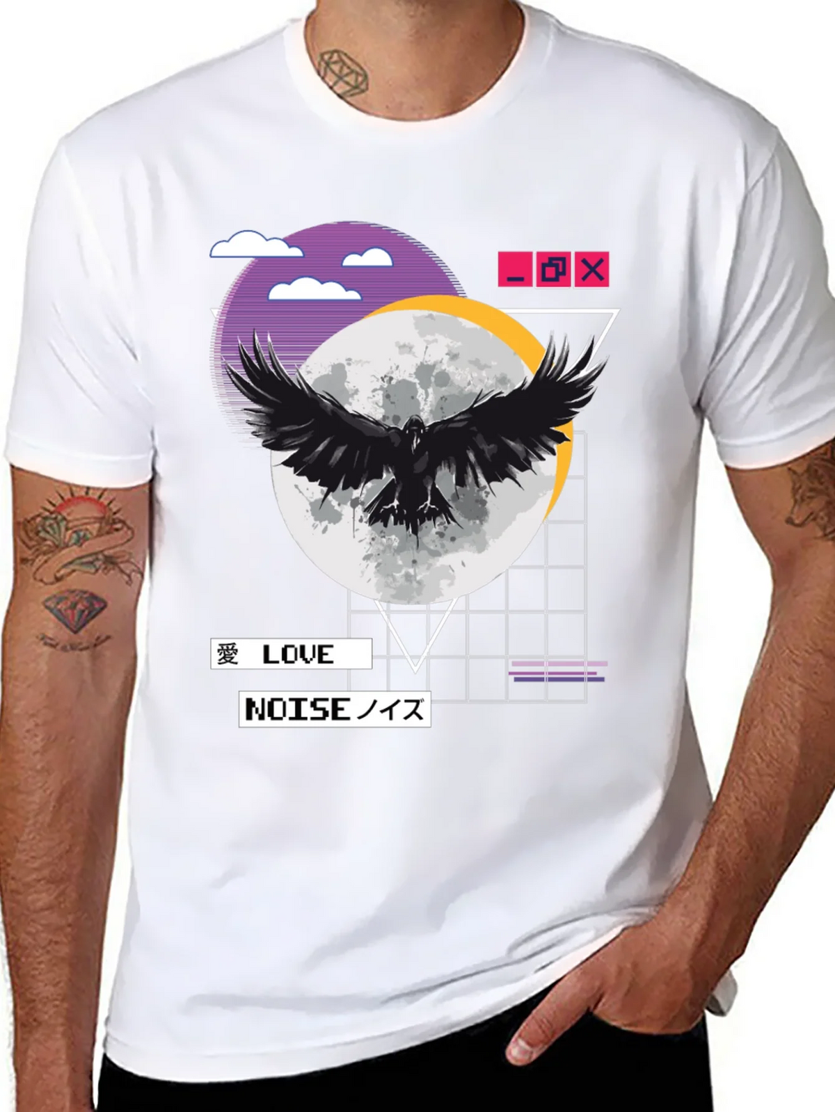 Raven Moon Black T-Shirt - Love & Noise Vaporwave Aesthetic product image 7