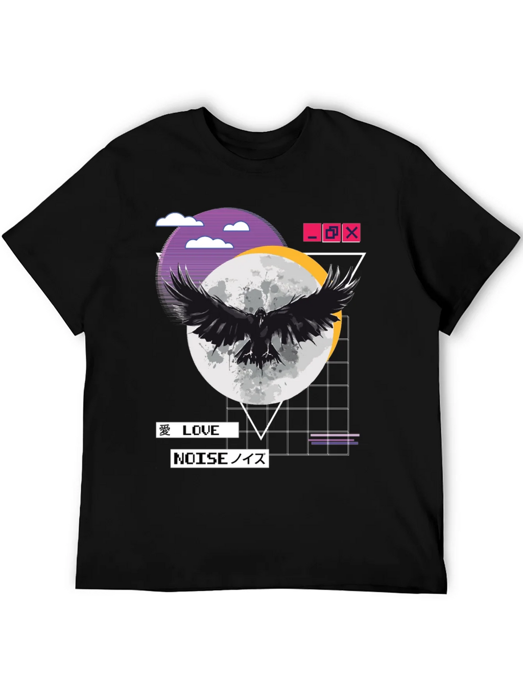 Raven Moon Black T-Shirt - Love & Noise Vaporwave Aesthetic product image 5