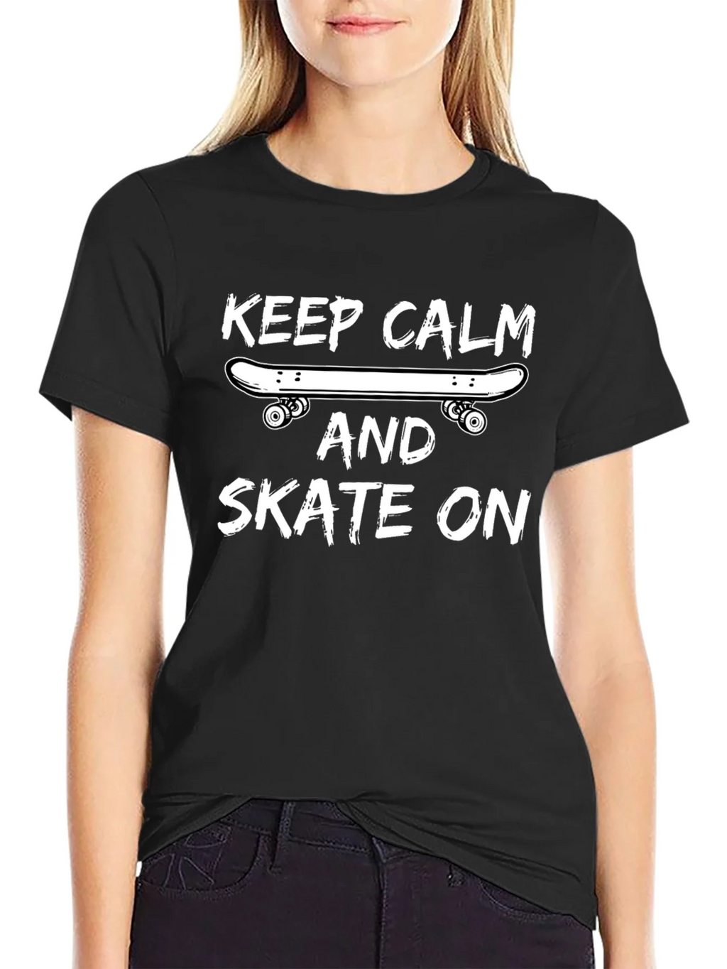 Keep Calm and Skate On T-Shirt - Black Graphic Tee product image 2