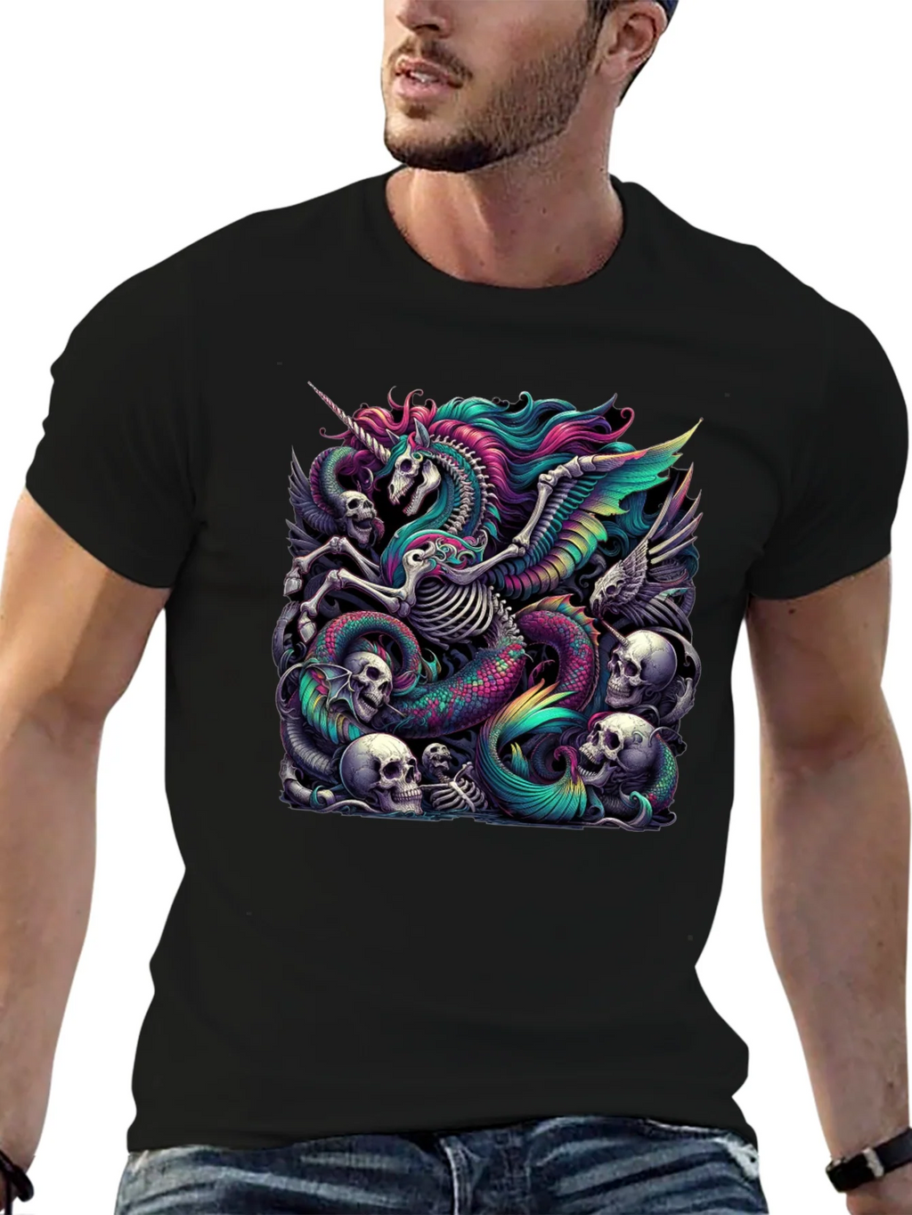 Unicorn Skeleton Graphic Tee - Black product image 6