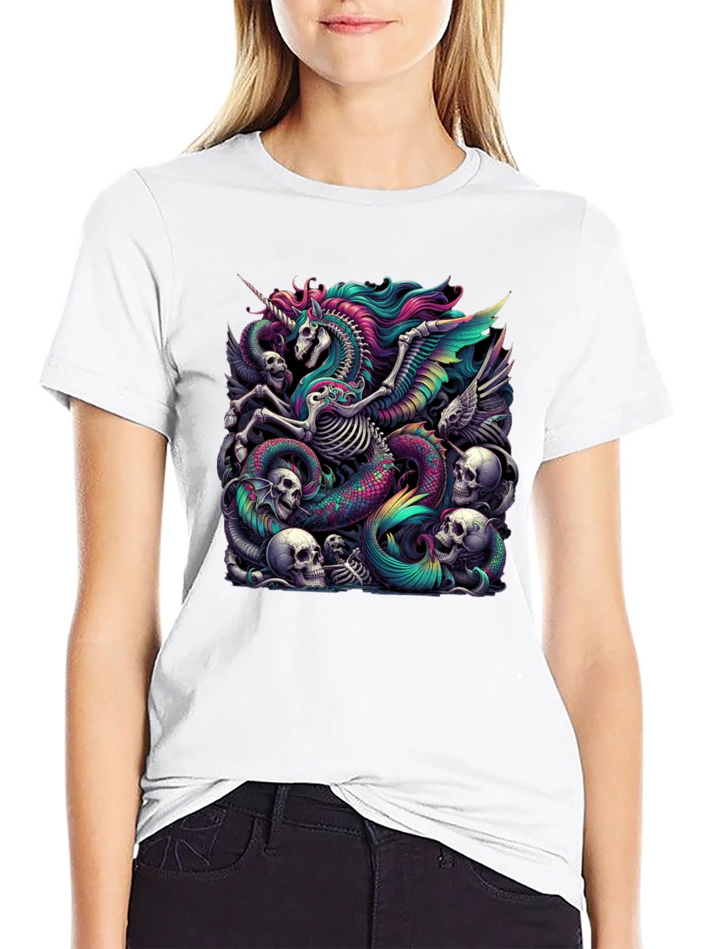 Unicorn Skeleton Graphic Tee - Black product image 8