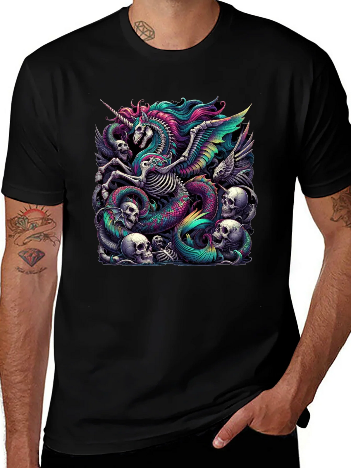 Unicorn Skeleton Graphic Tee - Black product image 1