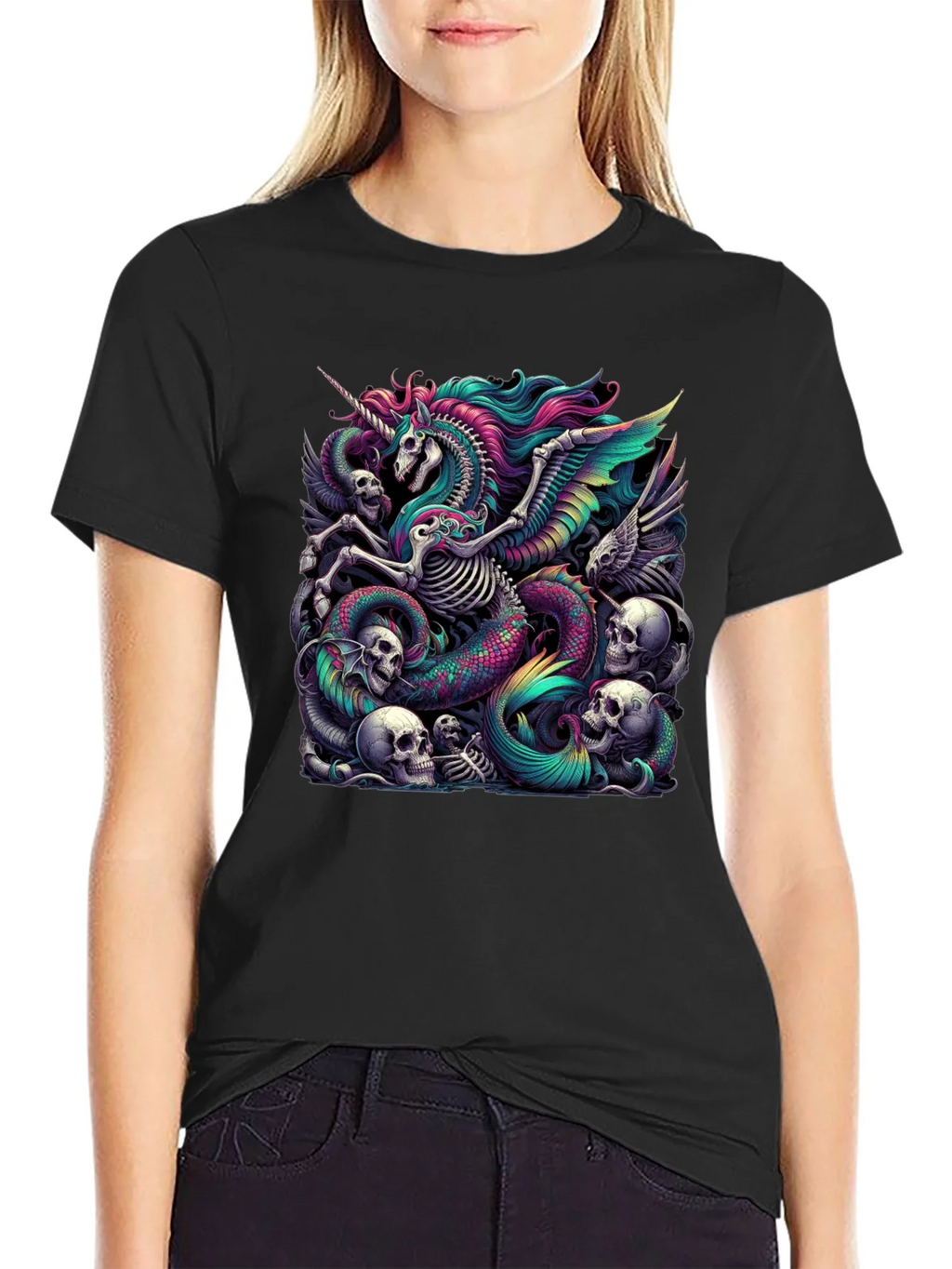Unicorn Skeleton Graphic Tee - Black product image 2