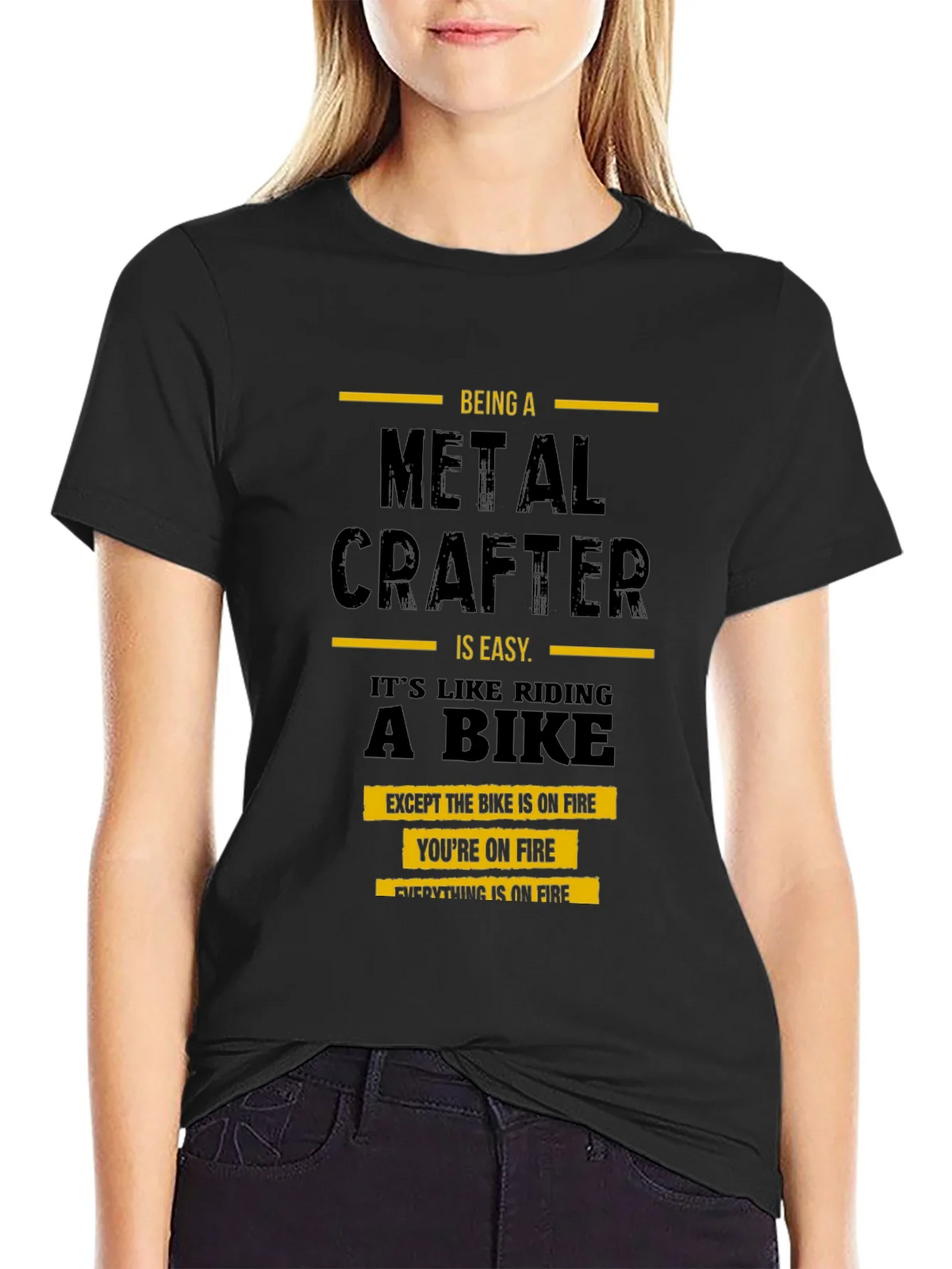 Metal Crafter T-Shirt: Riding a Bike on Fire product image 2
