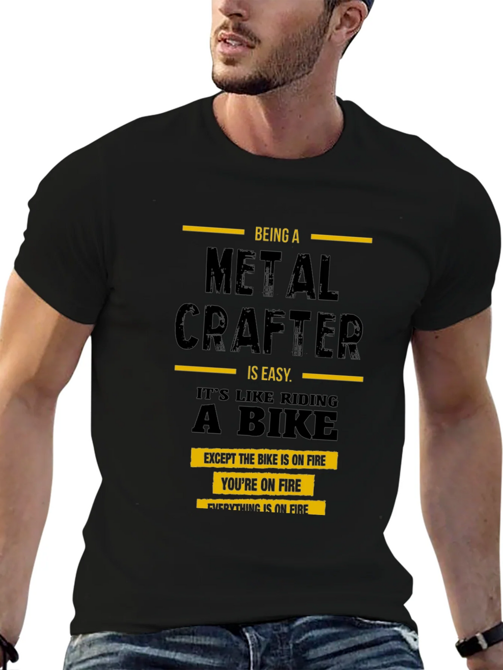 Metal Crafter T-Shirt: Riding a Bike on Fire product image 6