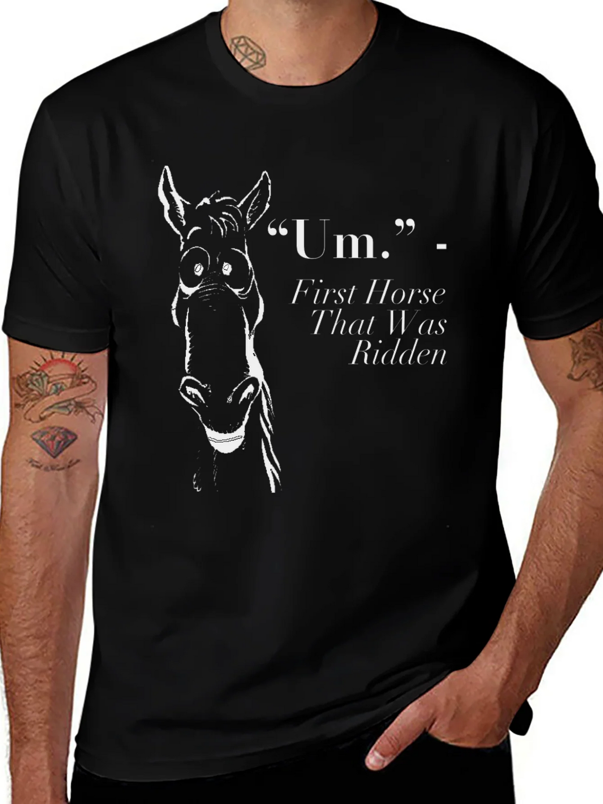 Funny Horse Graphic T-Shirt - First That Was Ridden product image 1