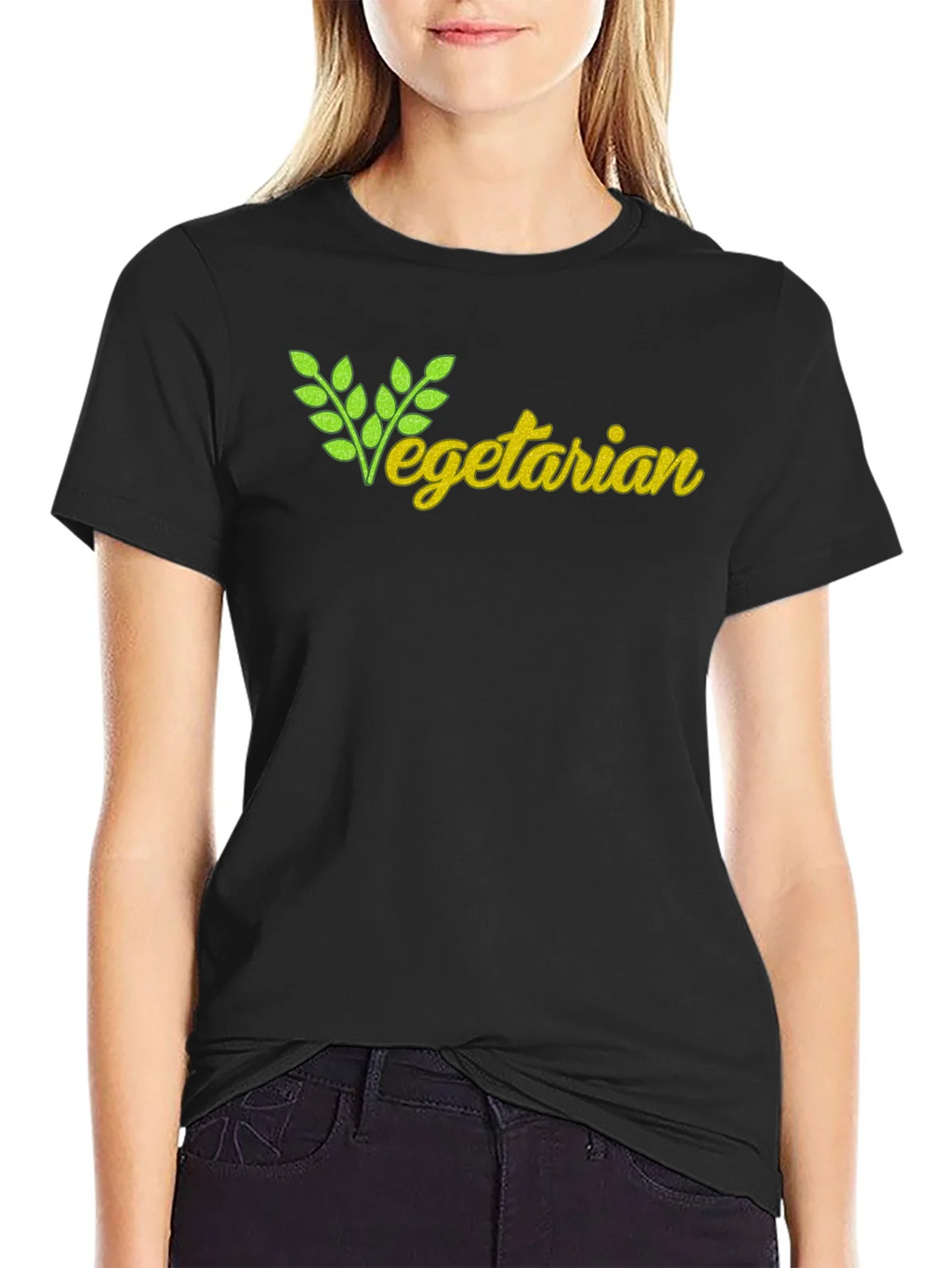 Vegetarian T-Shirt - Black Cotton Tee product image 2