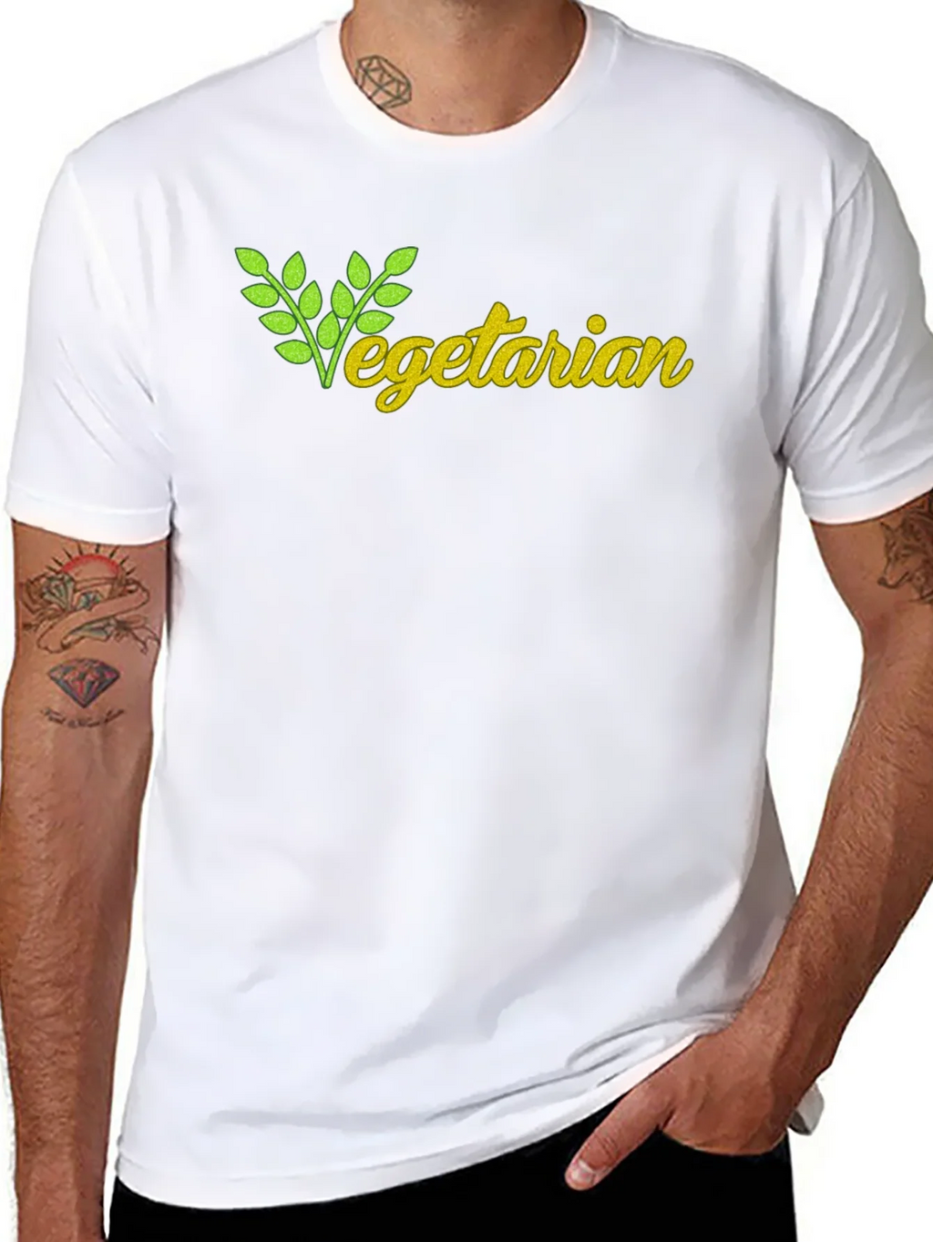 Vegetarian T-Shirt - Black Cotton Tee product image 7