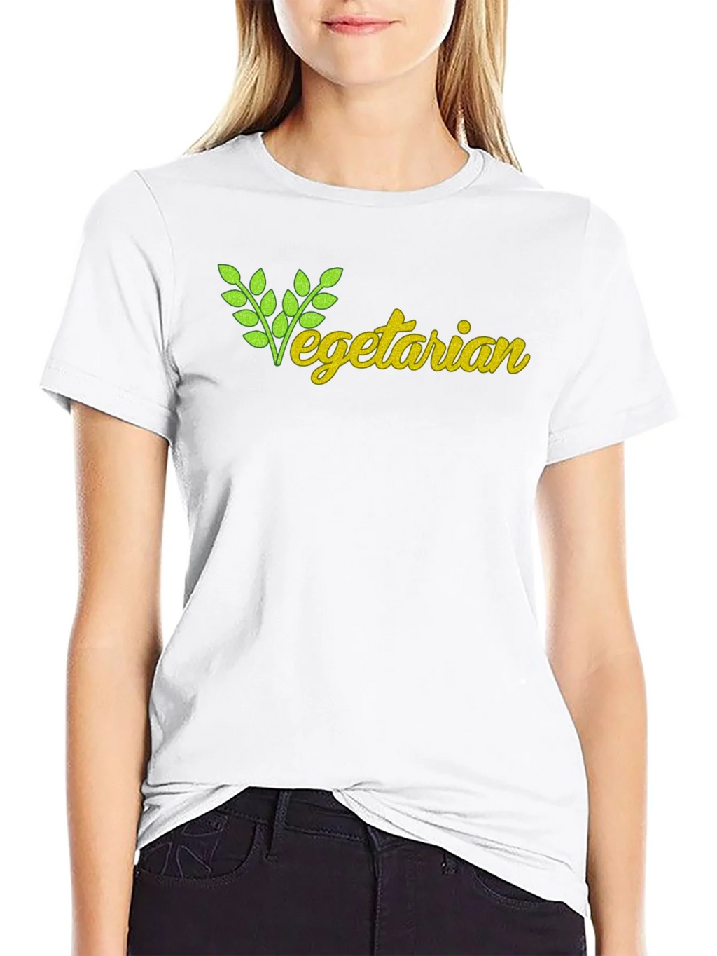 Vegetarian T-Shirt - Black Cotton Tee product image 8