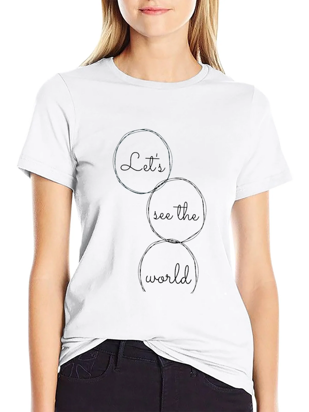Lets See the World Graphic Tee - Black Casual T-Shirt product image 7