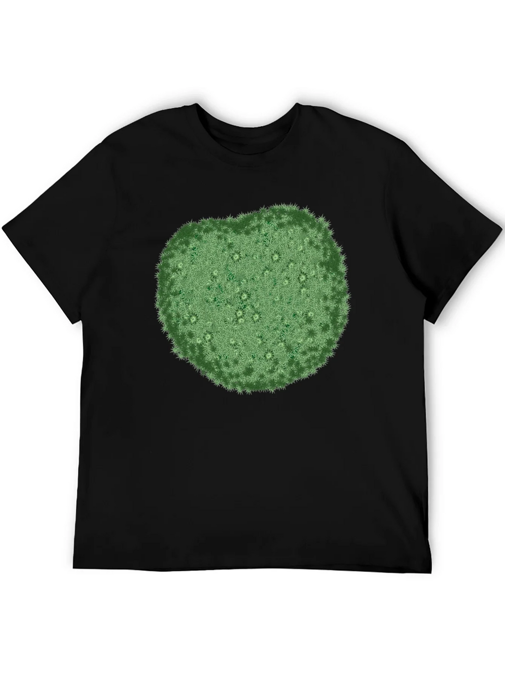 Unique Green Botanical Print Black T-Shirt product image 5