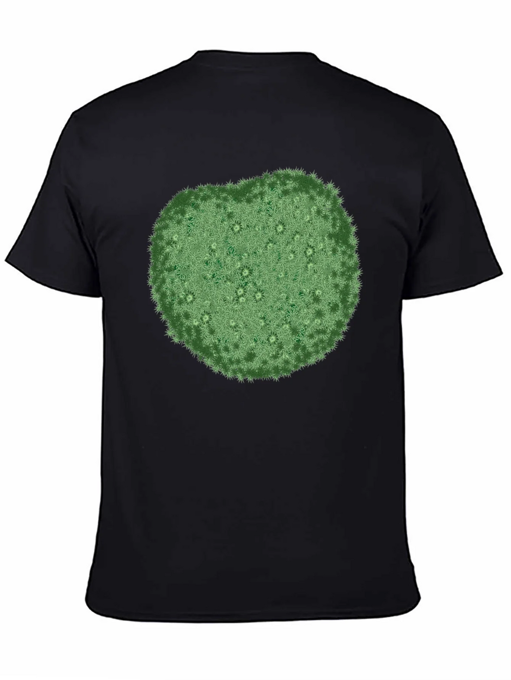 Unique Green Botanical Print Black T-Shirt product image 4