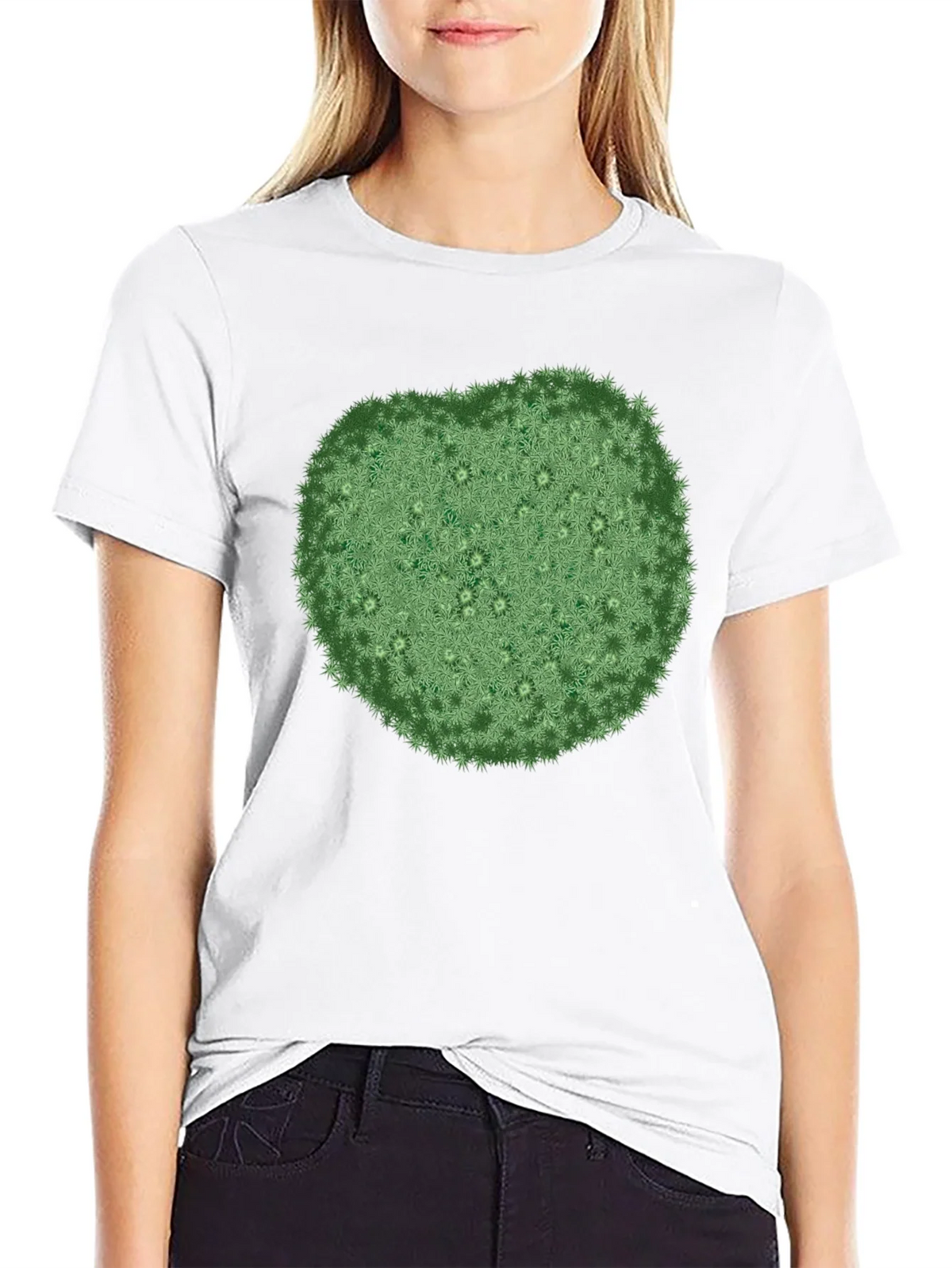 Unique Green Botanical Print Black T-Shirt product image 8