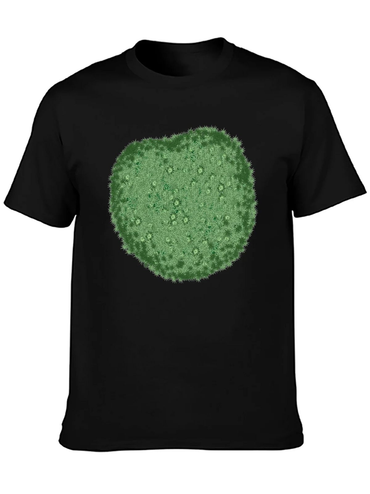 Unique Green Botanical Print Black T-Shirt product image 3