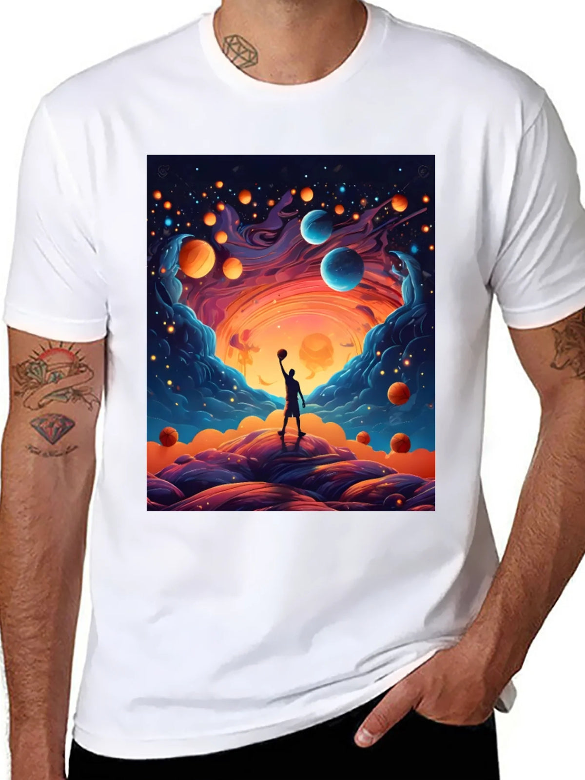 Cosmic Basketball T-Shirt - Dreamy Universe Design product image 7