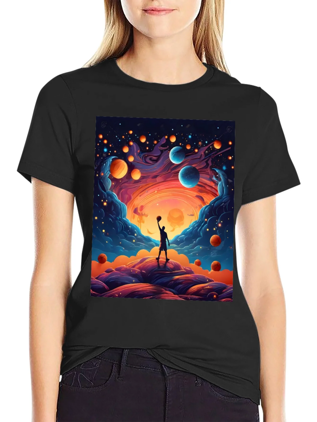 Cosmic Basketball T-Shirt - Dreamy Universe Design product image 2
