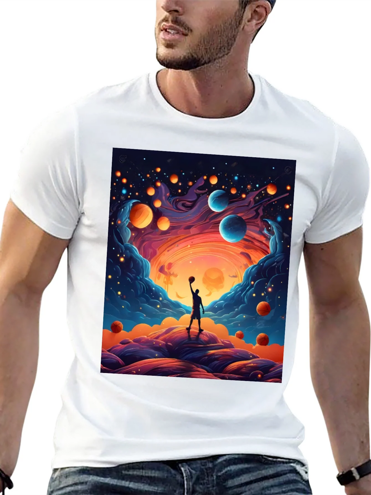 Cosmic Basketball T-Shirt - Dreamy Universe Design product image 12