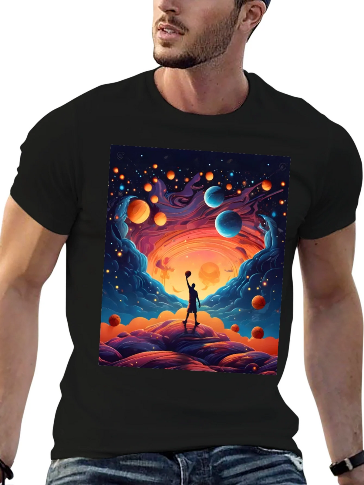 Cosmic Basketball T-Shirt - Dreamy Universe Design product image 6