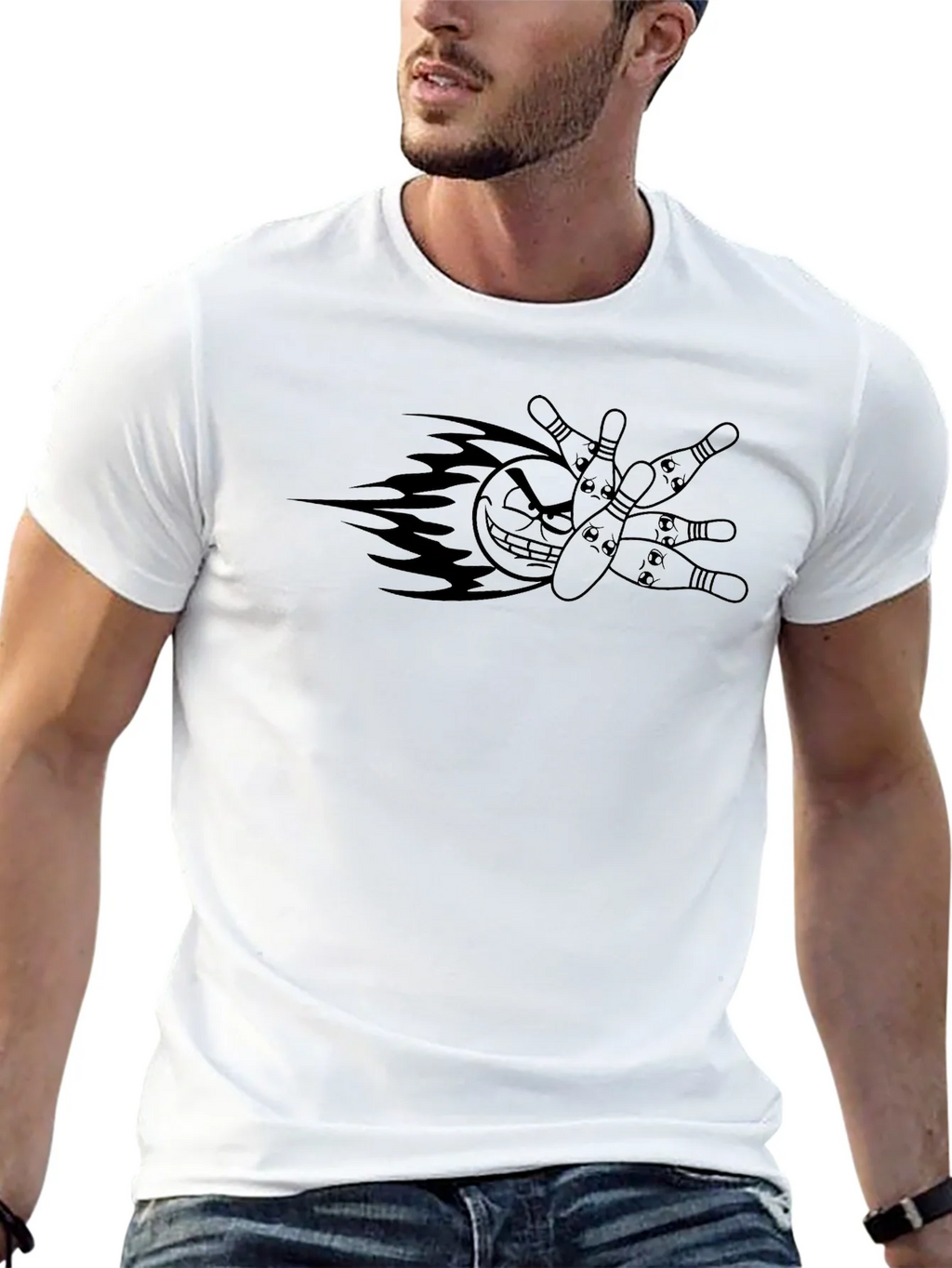 Bowling Strike T-Shirt - Flaming Ball & Pins Graphic product image 12