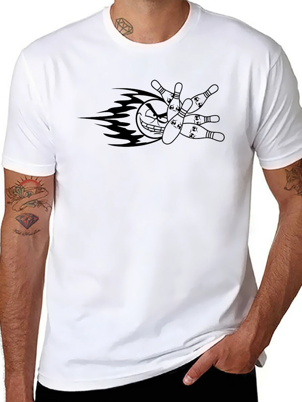Bowling Strike T-Shirt - Flaming Ball & Pins Graphic product image 7