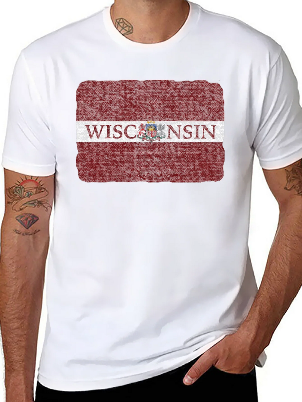 Wisconsin State Flag Graphic Tee - Distressed Print product image 3