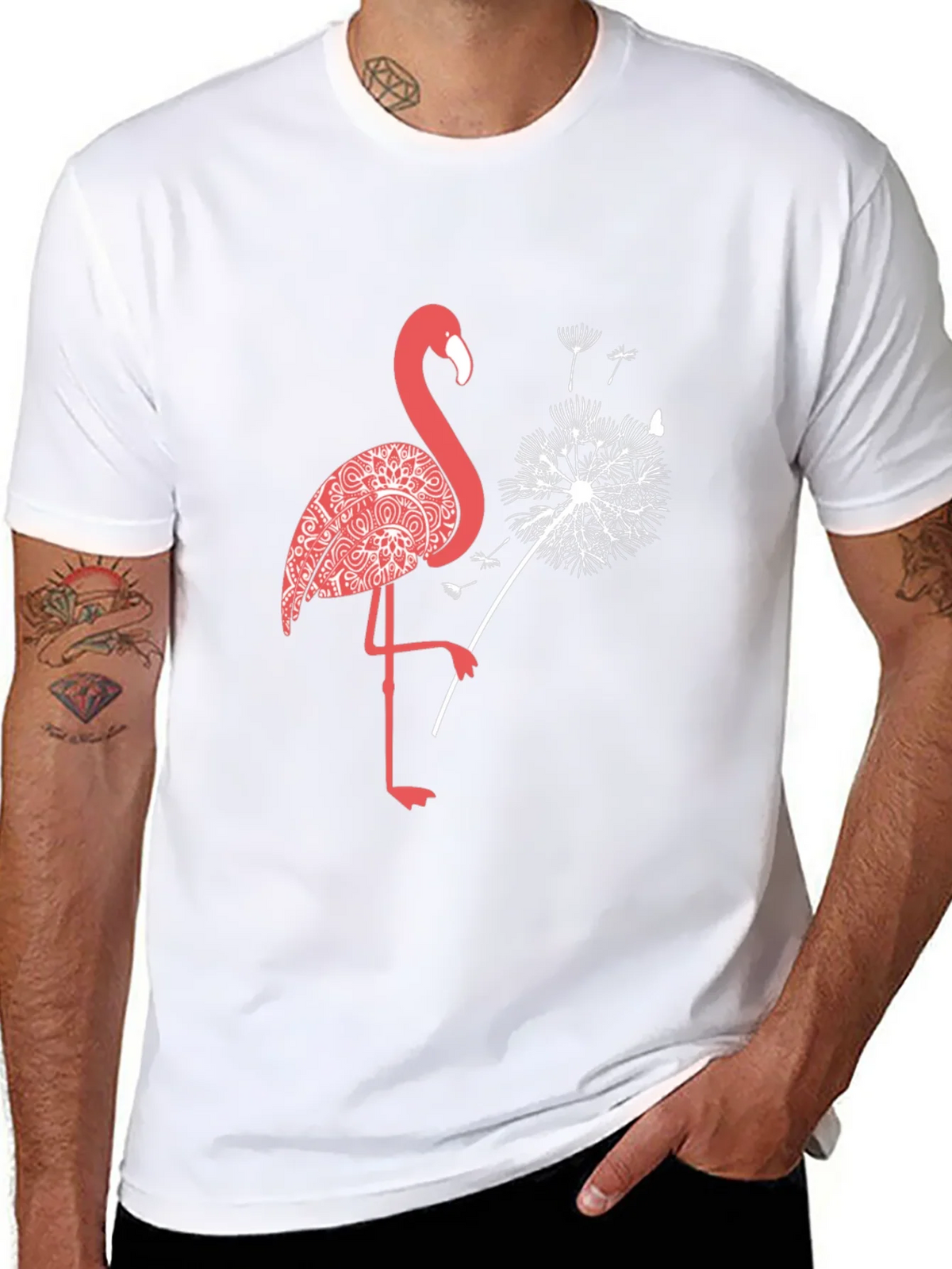 Flamingo Dandelion Graphic Tee - Stylish Comfort product image 6