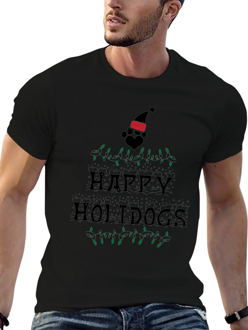 Happy Holidogs Black T-Shirt