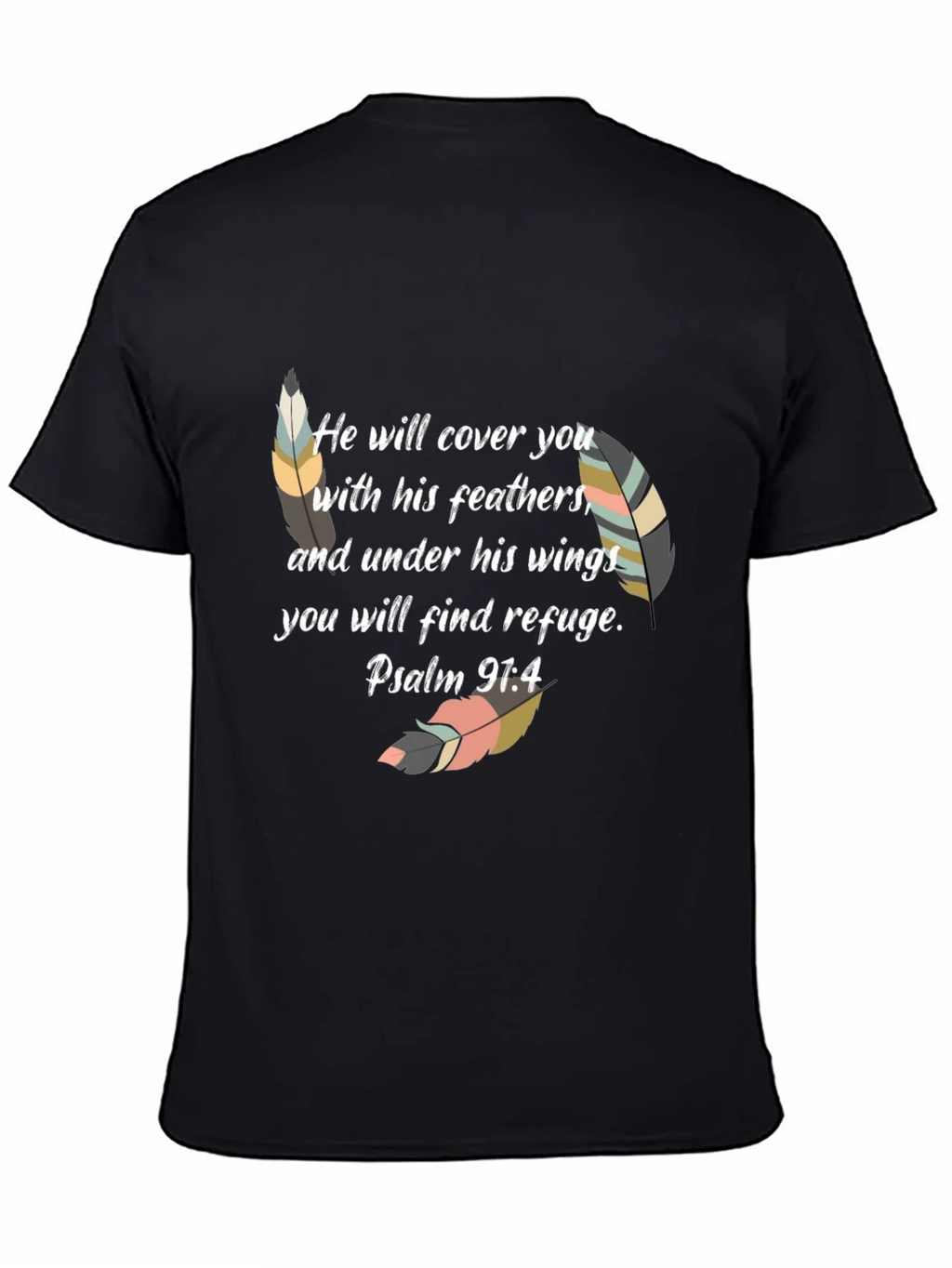 Faith-Based Feather Graphic Tee - Psalm 91:4 product image 2