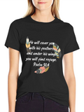 Faith-Based Feather Graphic Tee - Psalm 91:4 product image 1